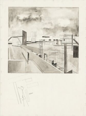 Porta Vittoria, Mailand, Garten der Klnge, Entwurfsvariante, 1986, Tusche und Graphit auf Papier