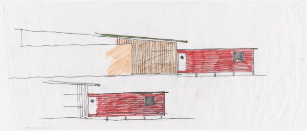 Burkhalter Sumi: Hhenskizze, Forststation Turbenthal (1994), Bleistift und Farbstift auf Transparentpapier