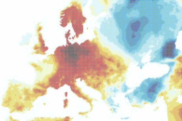 Europakarte mit Oberflchentemperaturanomalien am 20. Juli 2022