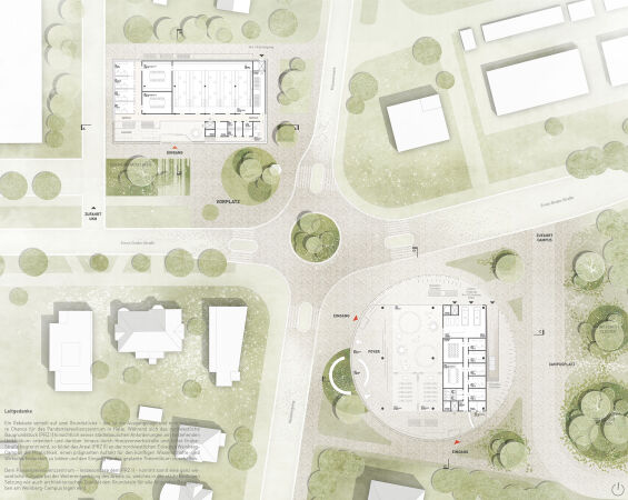 Ein 1. Preis: wrner traxler richter Planungsgesellschaft und Rehwaldt Landschaftsarchitekten (beide Dresden), Grundriss Erdgeschoss