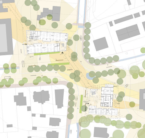 Eine Anerkennung: studio coda (M�nchen) und SC 34 Landschaftsarchitektur (Kassel), Grundriss Erdgeschoss