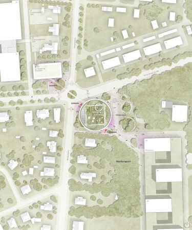 Ein 1. Preis: wrner traxler richter Planungsgesellschaft und Rehwaldt Landschaftsarchitekten (beide Dresden), Lageplan