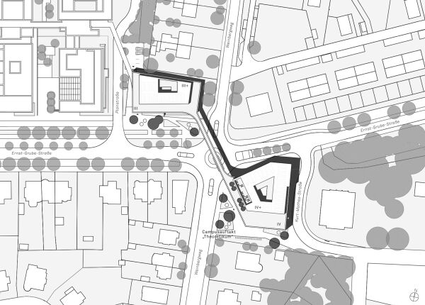 Eine Anerkennung: dreibund architekten | ballerstedt | helms | koblank und Blanik + Schiewer (beide Bochum), Lageplan