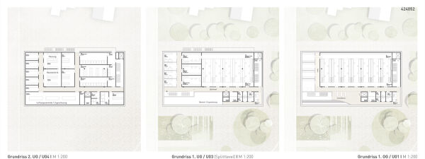 Ein 1. Preis: wrner traxler richter Planungsgesellschaft und Rehwaldt Landschaftsarchitekten (beide Dresden), Grundrisse PRZ I