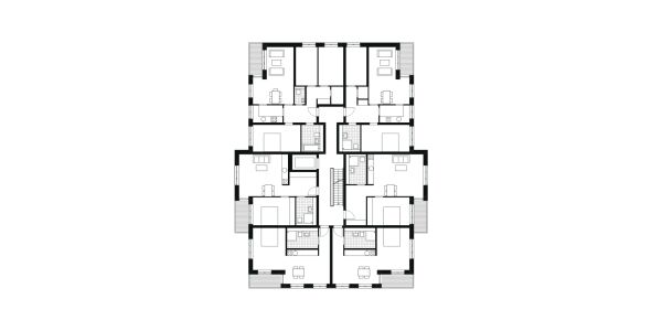 Grundriss Regelgeschoss Solitr (Huser 2.2, 2.3 und 2.6) von DMSW Architekten