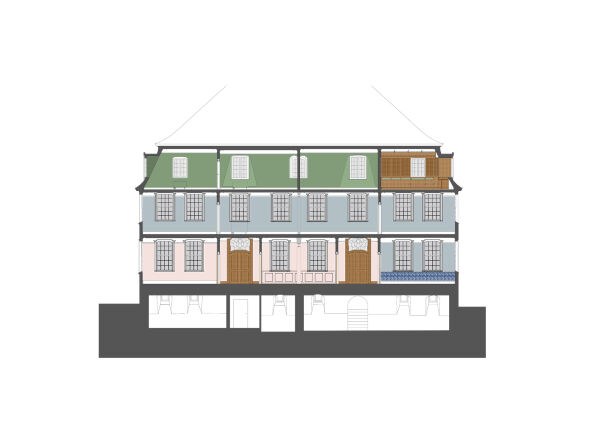 Schnitt mit Farbkonzept