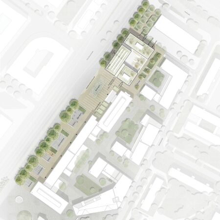 2. Preis: cruu architecture (Stuttgart) mit w+p Landschaften (Berlin) und Werner Sobek Frankfurt (Frankfurt a. Main) und Ingenieurgesellschaft Hetzel (Schwbisch Gmnd), Lageplan
