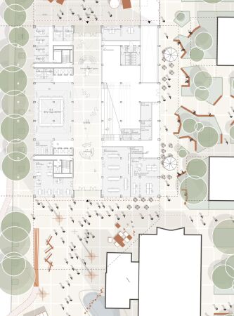 Eine Anerkennung: C.F. Mller Deutschland (Berlin) mit C.F.Mller Danmark (Aarhus C.), Schne Neue Welt Ingenieure und M&P Braunschweig (beide Braunschweig), Grundriss Erdgeschoss