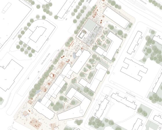 Eine Anerkennung: C.F. Mller Deutschland (Berlin) mit C.F.Mller Danmark (Aarhus C.), Schne Neue Welt Ingenieure und M&P Braunschweig (beide Braunschweig), Lageplan