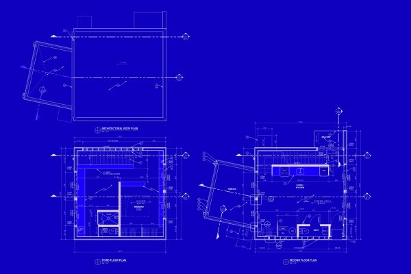 Grundriss 2. OG, 3. OG und Dach Wohntyp 2: Turm