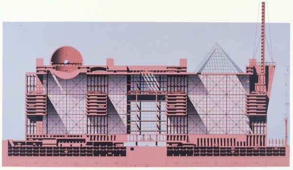 Isozakis Entwurf fr den Sitz der Prfektur Tōkyō, 1986