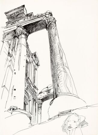 Rainer Ilg, Rom, Forum Romanum, Tusche auf Zeichenpapier, 30  21 cm (19701976)