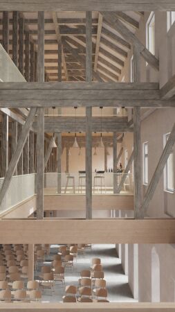 Ein 3. Preis Hochschulpreis Holzbau: Flexisbad von Dominik Eisert, Til Mller und Lea Pflanzer (Universitt Stuttgart)
