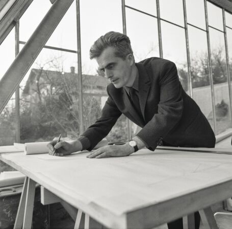 Frei Otto im Atelier Warmbronn (ca. 1969), Foto: Fritz Dressler