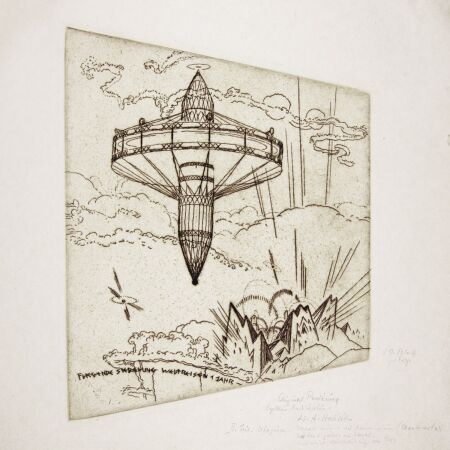 Wenzel Hablik, Zyklus 'Architektur', Blatt 19 Fliegende Siedelung, 1925
