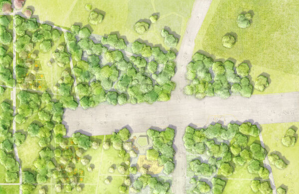 *Stadtlichtung von Franz Reschke Landschaftsarchitektur (Berlin), Lageplan Vertiefungsbereich