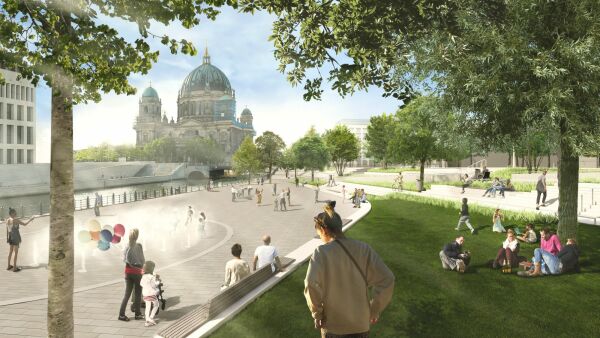 Rathaus- und Marx-Engels-Forum  Visualisierung Spreeufer, 1. Bauabschnitt