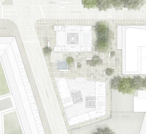 Ein 2. Preis: Boltshauser Architekten, Meck Architekten (berarbeitung), Grundriss EG