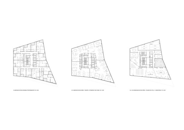 Siegerprojekt: Meixner Schlter Wendt (berarbeitung), Grundrisse Hochhaus