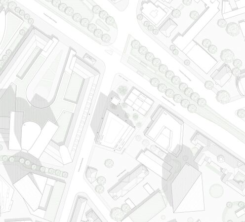 Ein 2. Preis: Boltshauser Architekten, Meck Architekten (Wettbewerbsbeitrag), Lageplan