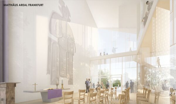 Ein 2. Preis: Meixner Schlter Wendt (Wettbewerbsbeitrag), Visualisierung Kircheininnenraum
