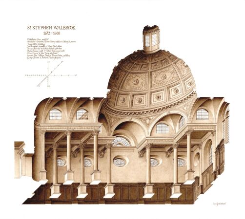 Shortlist Kategorie Handzeichnung 2023: �St. Stephen Walbrook� von Luka Pajovic