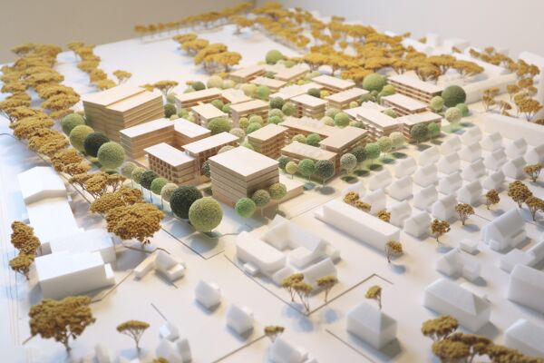 1. Preis: schneider+schumacher Stdtebau (Frankfurt a. M.) mit Carla Lo Landschaftsarchitektur (Wien); Modell