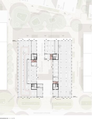 3. Preis: UTA Architekten und Stadtplaner (Stuttgart) mit Hannes Hrr Landschaftsarchitektur (Stuttgart); Grundriss Erdgeschoss Vertiefungsbereich 2