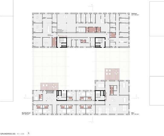 3. Preis: UTA Architekten und Stadtplaner (Stuttgart) mit Hannes Hrr Landschaftsarchitektur (Stuttgart); Grundriss Regelgeschoss Vertiefungsbereich 2