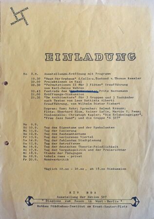 Programm zum festlichen Auftakt der Diagnose-Ausstellung am 9. September 1968.