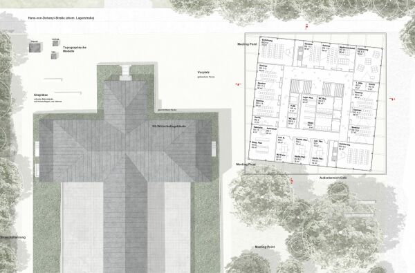 1. Preis: Lankes Koengeter Architekten mit La.Bar Landschaftsarchitekten  (beide Berlin), Grundriss 1. OG