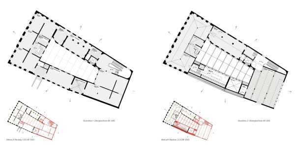2. Preis: ARGE Bro Wortmann Gork Architekt:innen und NOTO Basista Becker Jansen (Berlin), Grundrisse OG