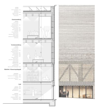4. Preis: rw+ Architekten, Fassadenschnitt und -ansicht