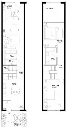 Grundriss Atelierwohnung Erdgeschoss Werkshaus