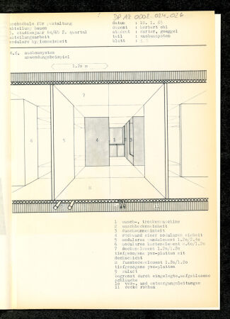 Modulare Hygieneeinheit, Teil: Ausbausystem, Dozent: Herbert Ohl, Studierende: Hans Peter Goeggel, Manfred Herrmann, Dieter Lassmann, Rodney Carter, Rolf Berner, 1964-65