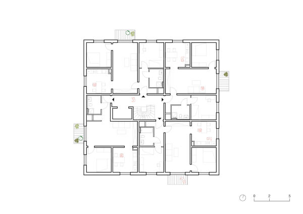 Regelgrundriss Punkthochhaus an der Landsberger Allee