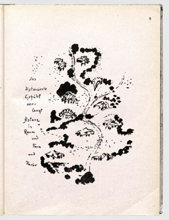 Zeichnung Bruno Tauts aus dem Jahr 1920: Das distanzierte Gefhl verlangt Distanz in Raum und Form und Farbe