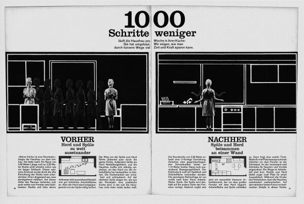Schner Wohnen 07/1964: 1.000 Schritte weniger zur Rationalisierung der Hausarbeit (und Redomestizierung der Hausfrau)