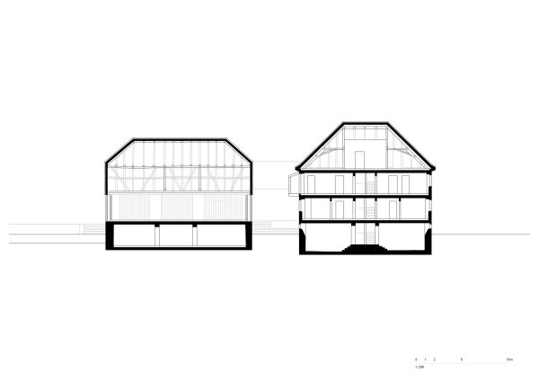 Lngsschnitt (Konzertsaal und Wohnhaus)