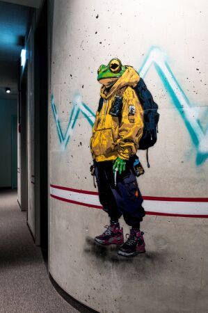 Pilgerherberge, Graffiti im Flurbereich von Marshal Arts