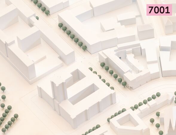 Los 3, ein 3. Preis: Bernd Albers Gesellschaft von Architekten, Eingartner Khorrami Architekten (beide Berlin), Modell 1:500