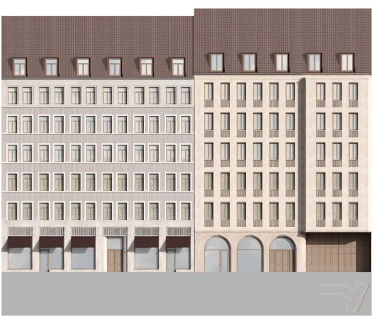 Los 2, 3. Preis: OS arkitekter (Kopenhagen), ADEPT (Kopenhagen), C.F.M�ller (Berlin), Ansicht J�denstra�e