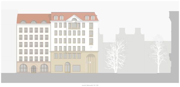 Los 1, ein 3. Preis: Jordi Keller Pellnitz (Berlin), Hans Kollhoff (Berlin), Uwe Schrder (Bonn), Ansicht Jdenstrae