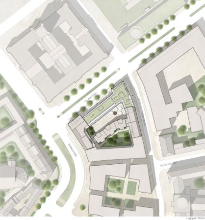 Los 1, ein 3. Preis: von Ey Henkel Architektur (Berlin), jessenvollenweider architektur (Basel), PHR Planung und Stadtentwicklung (Berlin), Lageplan