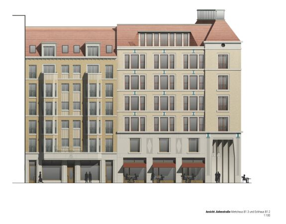 Los 1, 1. Preis: Hild und K (Mnchen), Happel Cornelisse Verhoeven (Rotterdam), Modersohn & Freiesleben (Berlin), Ansicht Jdenstrae