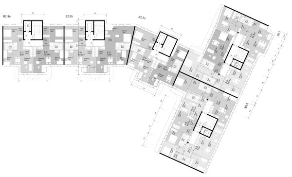 Los 2, 3. Preis: OS arkitekter (Kopenhagen), ADEPT (Kopenhagen), C.F.M�ller (Berlin), Grundriss Regelgeschoss Wohnen