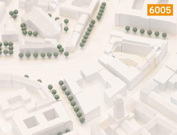 Los 2, ein 1. Preis: Duplex Architekten (Hamburg), Gort Scott (London), Kim Nalleweg Architekten (Berlin), Modell 1:500