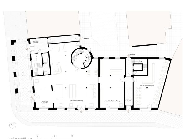 Los 3, ein 3. Preis: Bernd Albers Gesellschaft von Architekten, Eingartner Khorrami Architekten (beide Berlin), Grundriss Erdgeschoss