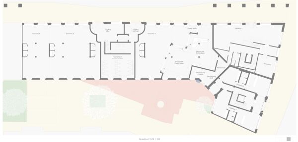 Los 1, ein 3. Preis: Jordi Keller Pellnitz (Berlin), Hans Kollhoff (Berlin), Uwe Schrder (Bonn), Grundriss Erdgeschoss