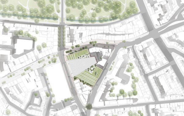 1. Preis: Snhetta (Oslo), Buro Happold (Berlin), B+G Ingenieure (Frankfurt am Main) - Lageplan